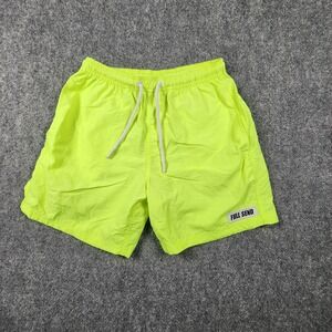Full Send Mens Neon Yellow Swim Trunks Shorts Size Small‎ Drawstring Logo Patch